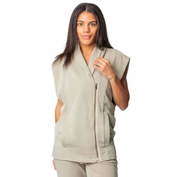 Fundamental Coast Jackets & Blazers - Fundamental Coast Zip Front Kelly Vest Womens L Sleeveless Shawl Collar Neutral